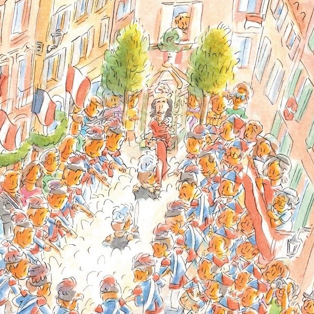 La fête dans la rue — illustration aquarelle