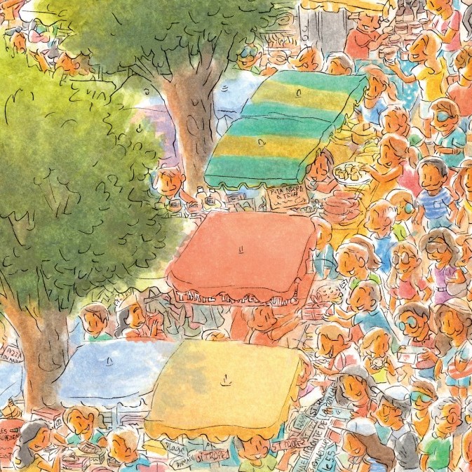 Le marché — illustration aquarelle