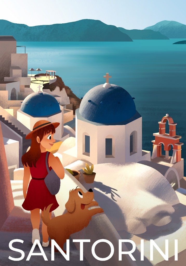 Affiche de voyage — Santorin